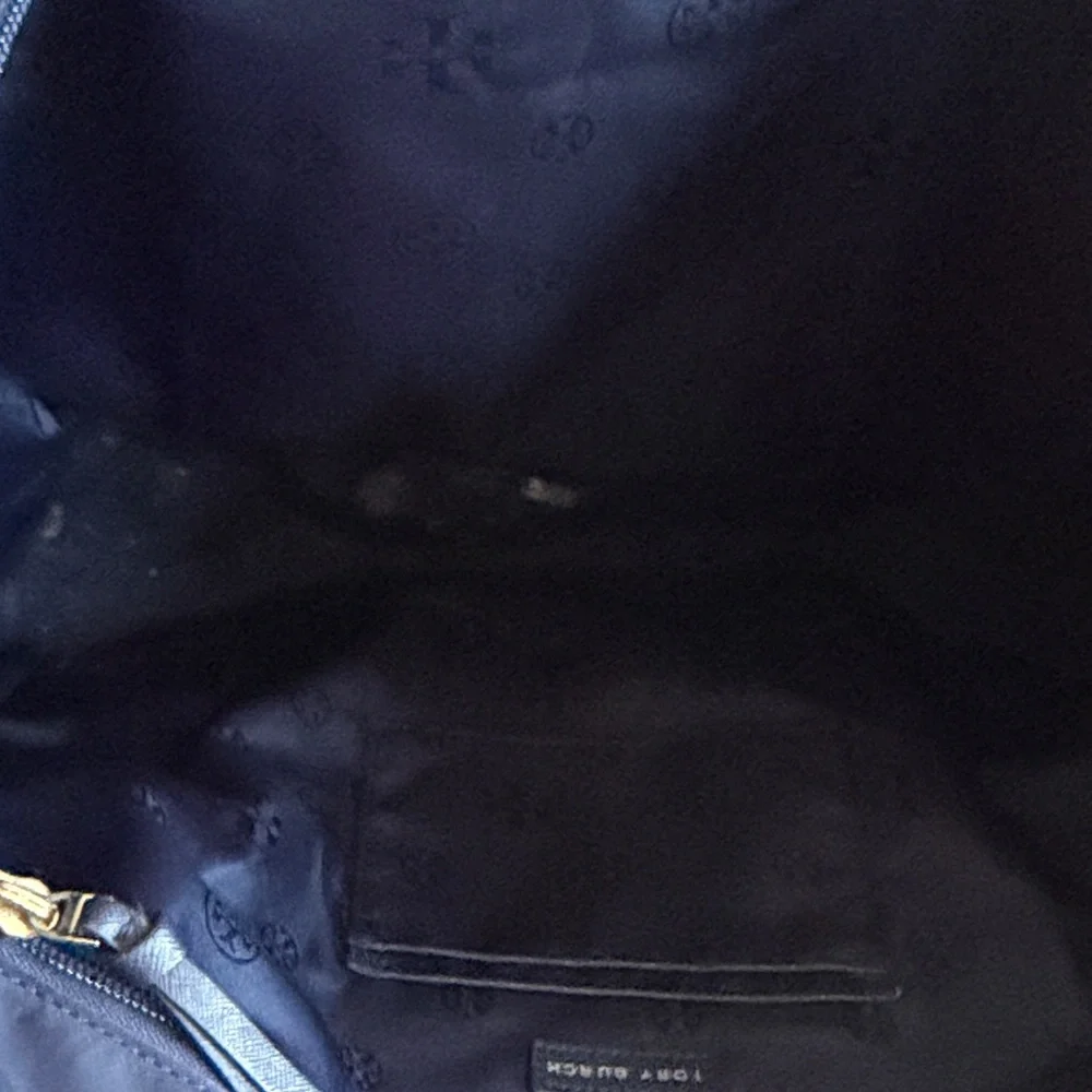 Tory Burch Dark Blue ELLA Tote with Logo